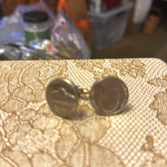 Pair of nickel cufflinks vintage they are marked HICKOK​ - Picture 1 of 3